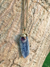 Load image into Gallery viewer, Blue Kyanite &amp; Amethyst Crystal Gold Necklace