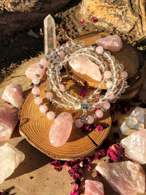 Rose Quartz & Crystal Quartz 108 Mala Beads