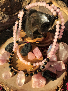 Rose Quartz & Obsidian 108 Mala Beads