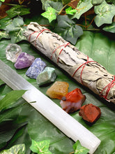Load image into Gallery viewer, 7 Chakras Raw Crystal Gift Set with Jumbo White Smudge &amp; Selenite Wand