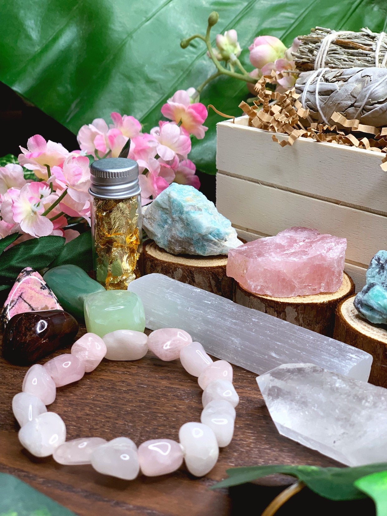 Energetic Protection Crystal Kit  Gemstone & Sage Gift Set for Meditation  Altar, Crystal Healing Wicca, Metaphysical Spiritual Gifts