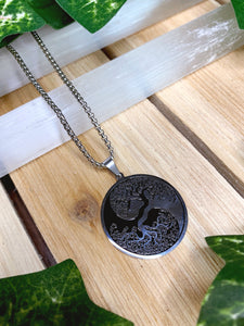 Tree of Life & Yin Yang Silver Necklace