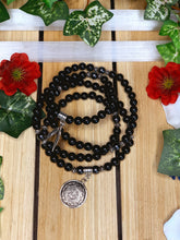 Load image into Gallery viewer, Obsidian &amp; Hematite Mala Beads w/ Mayan Calendar