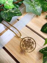 Load image into Gallery viewer, Metatron&#39;s Cube Gold Necklace