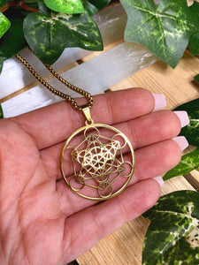 Metatron's Cube Gold Necklace