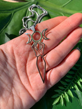 Load image into Gallery viewer, Triple Moon Goddess Silver Necklace