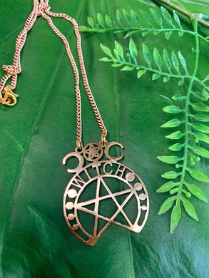 Witch & Triple Moon Gold Necklace