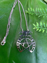 Load image into Gallery viewer, Witch &amp; Triple Moon Silver Necklace