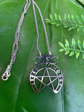 Witch & Triple Moon Silver Necklace