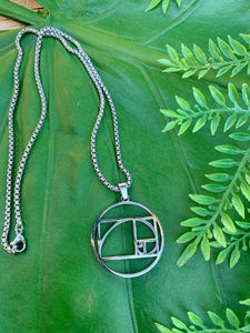 Fibonacci Necklace | Golden Ratio Pendant | Silver Geometric Necklace | Sacred Geometry Jewelry | Fibonaci Sequence | Mayan Rose
