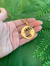 Load image into Gallery viewer, Sun Moon Stars Necklace |  Gold Moon Necklace | Celestial Pendant | Sun and Moon Jewelry | Spiritual Necklace | Crescent Moon Necklace
