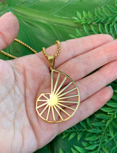 Load image into Gallery viewer, Pythagorean Spiral Triangle Necklace | Fibonacci, Golden Ratio Pendant | Gold Geometric Necklace | Sacred Geometry Jewelry | Mayan Rose