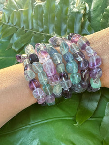Rainbow Fluorite Crystal Stretch Bracelet