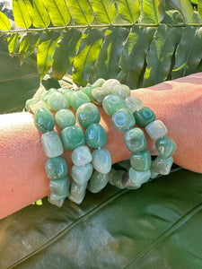 Green Aventurine Bracelet, Tumbled Crystal Beaded Stretch Bracelet, Natural Polished Handmade Gemstone Beads, One Size, Premium High Quality