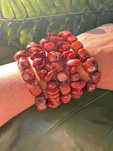 Load image into Gallery viewer, Red Jasper Bracelet, Tumbled Crystal Beaded Stretch Bracelet, Natural Polished Handmade Gemstone Beads, One Size, Premium High Quality