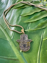 Load image into Gallery viewer, Hamsa Hand Necklace | Gold Hand of Fatima Necklace | Hand of Protection Pendant, Hamsa Charm, Spiritual Jewelry, Evil Eye, Free Gift Box