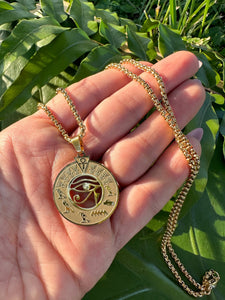 Eye of Ra Gold Necklace, Eye of Horus Pendant, Egyptian Eye Charm | Spiritual, Religious, Esoteric, Egypt, Kemetic Jewelry by Mayan Rose