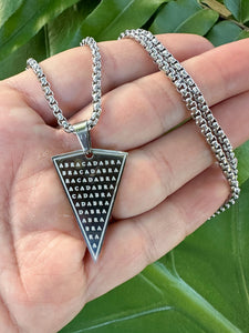 Abracadabra Necklace, Magic Incantation Wicca Pendant, Silver Wiccan Wicca Triangle | Metaphysical, Esoteric, Alchemy Jewelry by Mayan Rose
