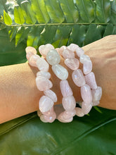 Load image into Gallery viewer, Rose Quartz Bracelet, Tumbled Crystal Beaded Stretch Bracelet, Natural Polished Handmade Pink Gemstone Beads, One Size, Premium High Quality