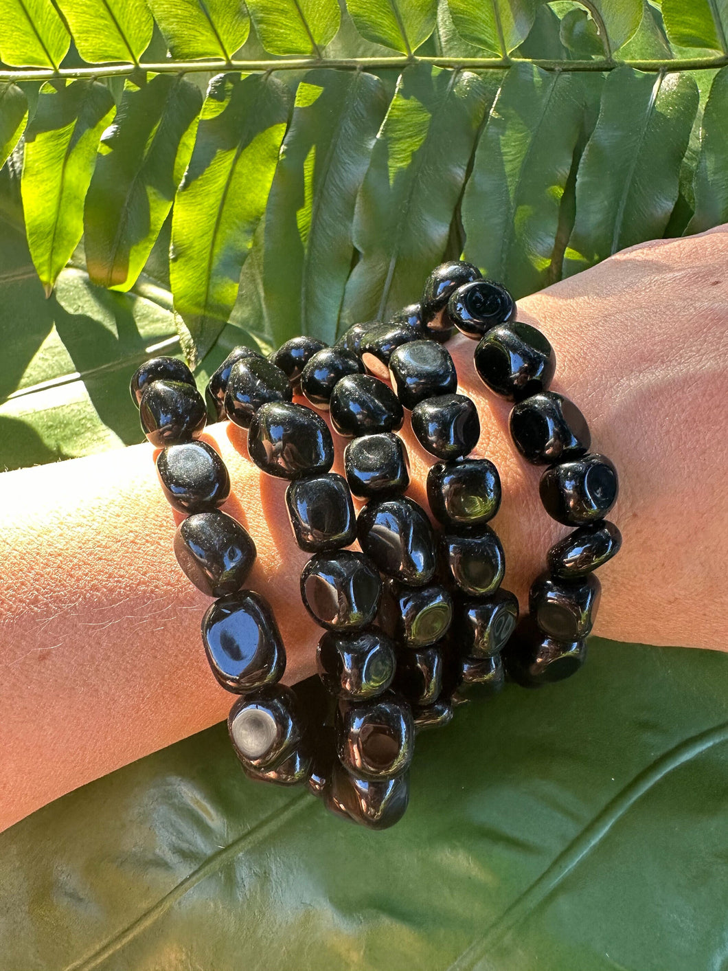 Black Obsidian Crystal Gemstone Stretch Bracelet