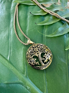 TREE of LIFE Gold Necklace with Gift Box | Tree Pendant, Yoga Necklace | Sacred Geometry, Boho Jewelry, Mayan Rose