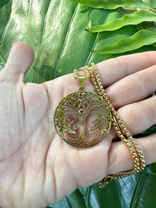 TREE of LIFE Gold Necklace with Gift Box | Tree Pendant, Yoga Necklace | Sacred Geometry, Boho Jewelry, Mayan Rose