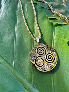 Triskele Necklace, Triskelion Symbol Gold Pendant, Irish Celtic Triple Spiral Symbol, Sacred Geometry, Esoteric Jewelry by Mayan Rose