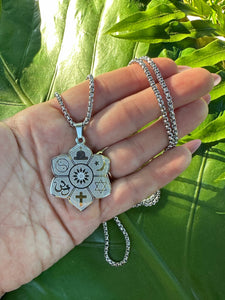 CO EXIST Necklace on Silver Chain | Love Is My Religion Necklace | Sacred Symbol Pendant | Spiritual Religious Jewelry | Om, Yin Yang, Cross