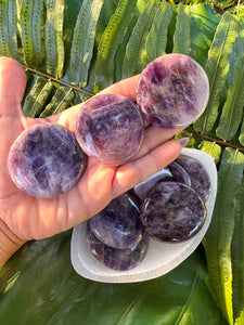 AMETHYST PALMSTONE 2 in., Purple Crystal Natural Tumbled Polished Gemstone, For Energy Healing, Meditation Altar, Reiki, Wicca, Metaphysical