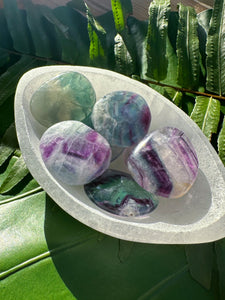 FLUORITE PALM STONE (Grade A Natural), 1.5 inch Tumbled Polished Gemstone for Energy Healing, Meditation Altar, Reiki, Wicca, Metaphysical
