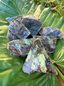 LABRADORITE SLABS, Polished with Blue Flash | Natural Tumbled Gemstone Crystal for Meditation Altar, Energy Healing, Wicca, Metaphysical