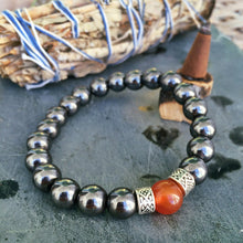 Load image into Gallery viewer, Men&#39;s Bracelet | Hematite &amp; Carnelian Jewelry for Men | Unisex / Mens | Root Chakra | For Balance Power Strength