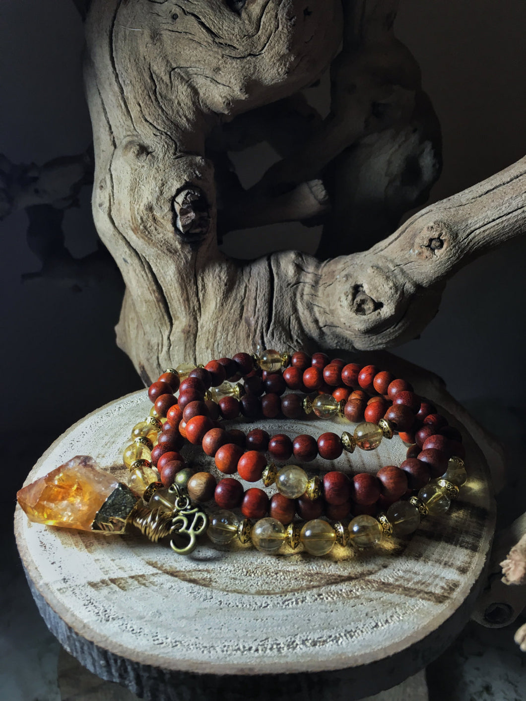 Citrine & Redwood 108 Mala Beads